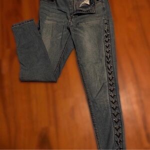 Rue21 skinny jeans with stylish side lacing